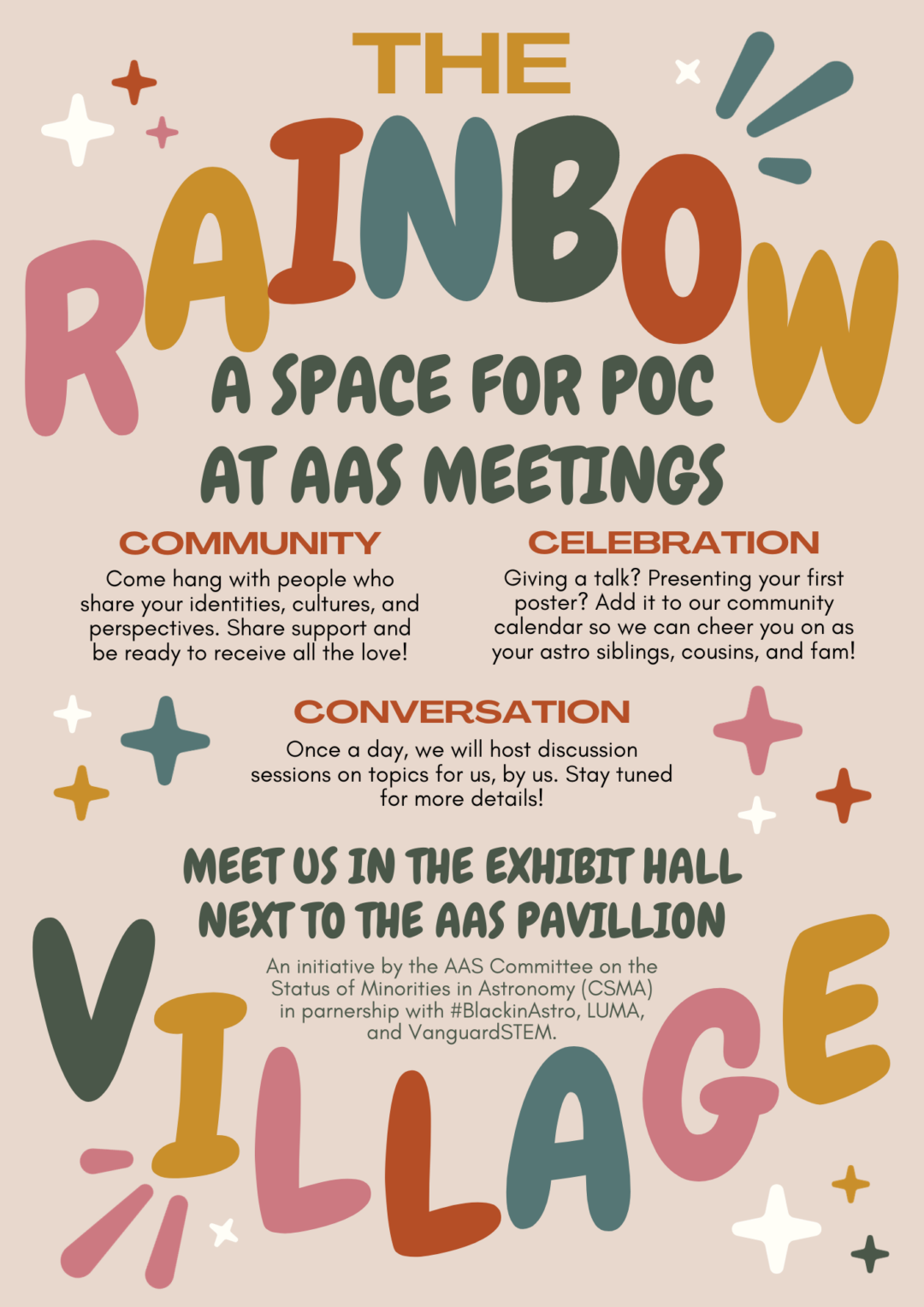 Poster advertising the Rainbow Village at AAS 243