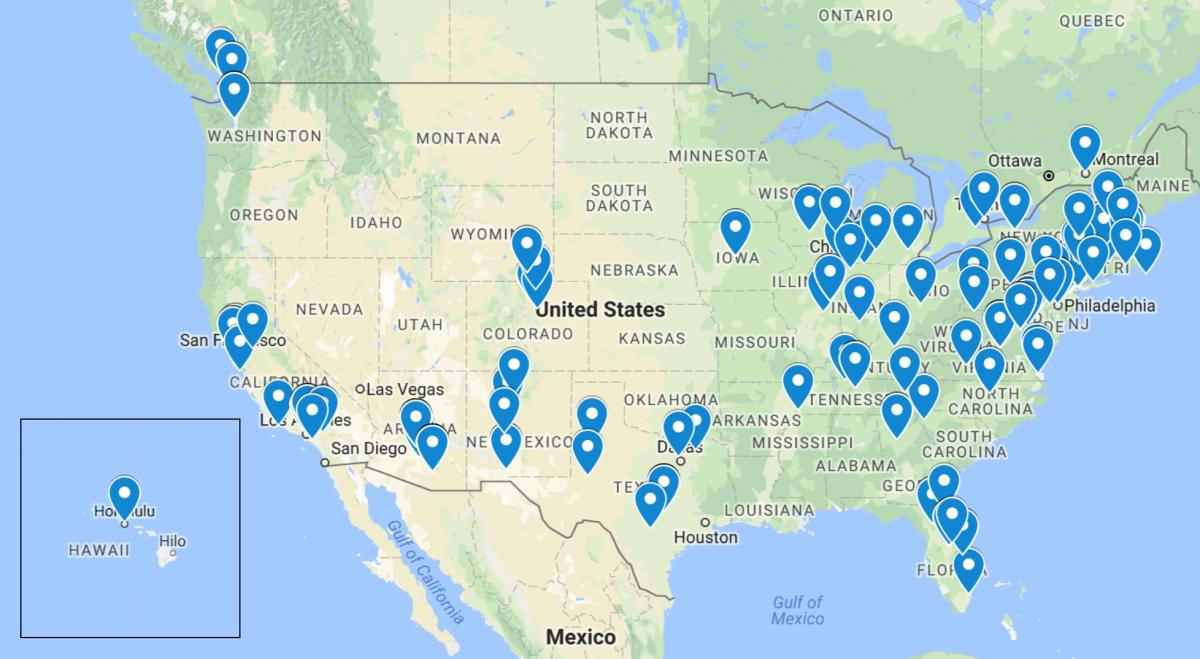 2018 AAS Astronomy Ambassadors map